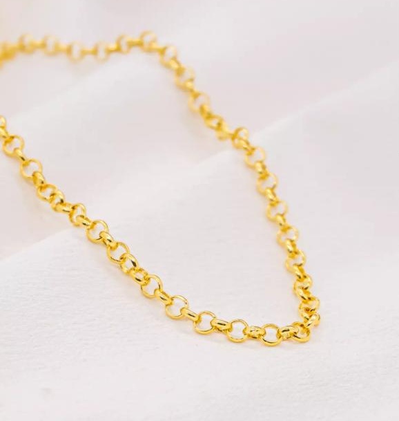 Choker dourada com elos portugueses finos