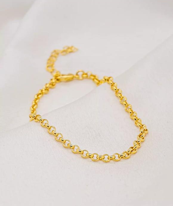 Pulseira dourada com elos portugueses pequenos