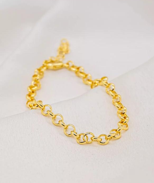 Pulseira dourada com elos portugueses médios