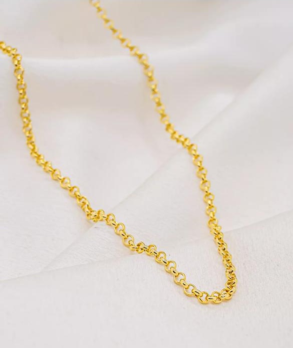 Choker dourada com elos portugueses pequenos